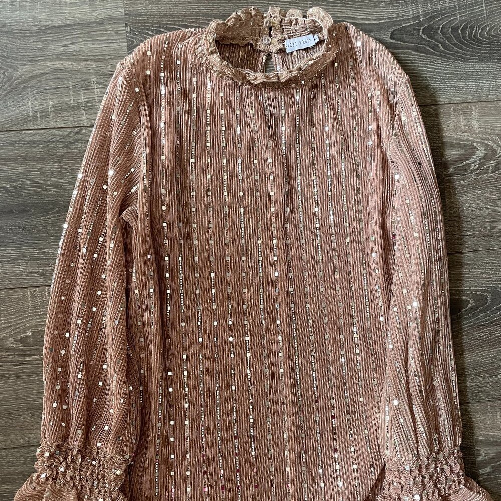 Duty Pink Crinkle Sequins Blouse